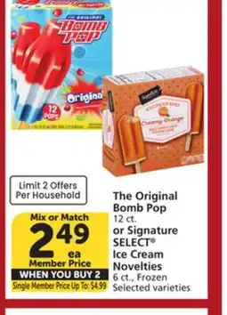 Albertsons The Original Bomb Pop 12 ct. or Signature SELECT Ice Cream Novelties 6 ct offer