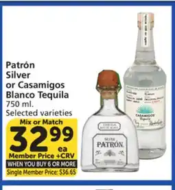Albertsons Patrón Silver or Casamigos Blanco Tequila offer
