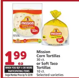 Albertsons Mission Corn Tortillas 30 ct. or Soft Taco Tortillas 10 ct offer
