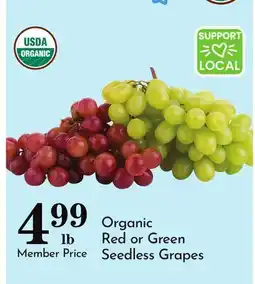Pavilions Organic Red or Green Seedless Grapes offer