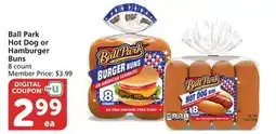 Albertsons Ball Park Hot Dog or Hamburger Buns offer