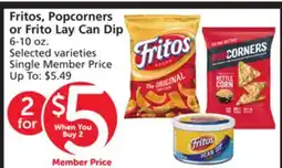 Albertsons Fritos, Popcorners or Frito Lay Can Dip offer