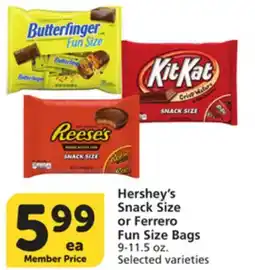 Albertsons Hershey's Snack Size or Ferrero Fun Size Bags offer