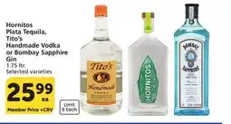 Albertsons Hornitos Plata Tequila, Tito's Handmade Vodka or Bombay Sapphire Gin offer