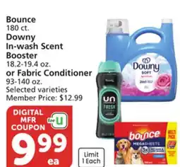 Albertsons Bounce 180 ct. Downy In-wash Scent Booster 18.2-19.4 oz. or Fabric Conditioner 93-140 oz offer