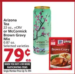 Albertsons Arizona Tea 22 oz., or McCormick Brown Gravy Mix 0.87 oz offer