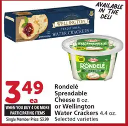 Albertsons Rondelé Spreadable Cheese 8 oz. or Wellington Water Crackers 4.4 oz offer