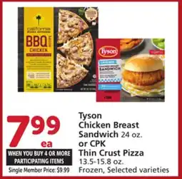 Albertsons Tyson Chicken Breast Sandwich 24 oz. or CPK Thin Crust Pizza 13.5-15.8 oz offer