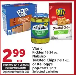 Albertsons Vlasic Pickles 16-24 oz. Nabisco Toasted Chips 7-8.1 oz. or Kellogg's pop-tarts 12 ct offer