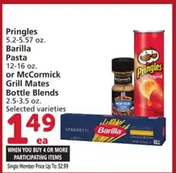 Albertsons Pringles 5.2-5.57 oz. Barilla Pasta 12-16 oz. or McCormick Grill Mates Bottle Blends 2.5-3.5 oz offer