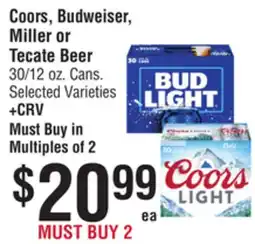 Smart & Final Coors, Budweiser, Miller or Tecate Beer offer