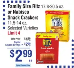 Smart & Final Family Size Ritz or Nabisco Snack Crackers offer