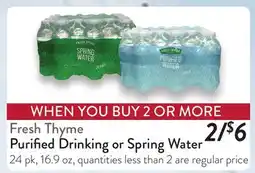 Fresh Thyme Fresh Thyme Purified Drinking or Spring Water offer
