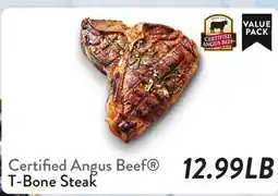Fresh Thyme Certified Angus Beef T-Bone Steak offer