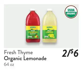 Fresh Thyme Fresh Thyme Organic Lemonade offer