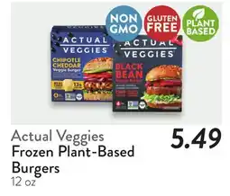 Fresh Thyme Actual Veggies Frozen Plant-Based Burgers Actual Veggies offer