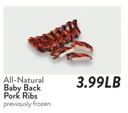 Fresh Thyme All-Natural Baby Back Pork Ribs offer