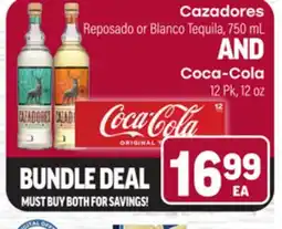 Tony’s Fresh Market Cazadores Reposado or Blanco Tequila, 750 mL AND Coca-Cola 12 Pk, 12 oz offer