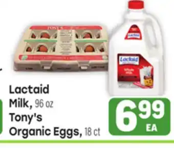 Tony’s Fresh Market Lactaid Milk, 96oz, Tony's Organic Eggs 18 ct offer