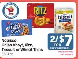 Tony’s Fresh Market Nabisco Chips Ahoy! Ritz, Triscuit or Wheat Thins offer