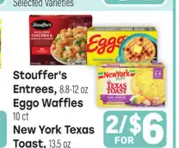 Tony’s Fresh Market Stouffer's Entrees, 8.8-12 oz, Eggo Waffles 10 ct, New York Texas Toast, 13.5 oz offer