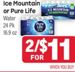 Tony’s Fresh Market Ice Mountain or Pure Life Water offer