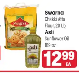 Tony’s Fresh Market Swarna Chakki Atta Flour, 20Lb Asli Sunflower Oil 169oz offer