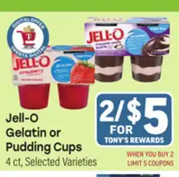 Tony’s Fresh Market Jell-O Gelatin or Pudding Cups offer