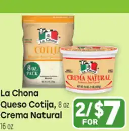 Tony’s Fresh Market La Chona Queso Cotija, 8 oz, Crema Natural 16 oz offer