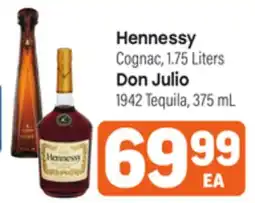 Tony’s Fresh Market Hennessy Cognac, 1.75 Liters, Don Julio 1942 Tequila, 375mL offer