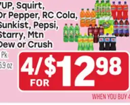 Tony’s Fresh Market 7UP, Squirt, Dr Pepper, RC Cola, Sunkist, Pepsi, Starry, Mtn Dew or Crush offer
