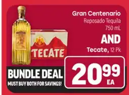 Tony’s Fresh Market Gran Centenario Reposado Tequila, 750 mL AND Tecate, 12 Pk offer