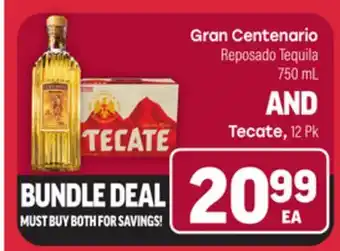 Tony’s Fresh Market Gran Centenario Reposado Tequila, 750 mL AND Tecate, 12 Pk offer