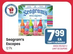 Tony’s Fresh Market Seagram's Escapes offer
