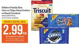 Mariano's Nabisco Family Size Oreo or Chips Ahoy Cookies or Snack Crackers offer