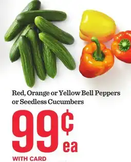 Mariano's Red, Orange or Yellow Bell Peppers or Seedless Cucumbers offer