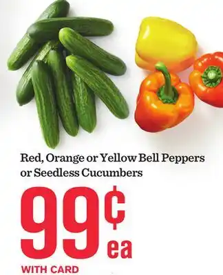 Mariano's Red, Orange or Yellow Bell Peppers or Seedless Cucumbers offer
