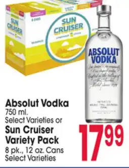 Jewel-Osco Absolut Vodka 750 ml. Sun Cruiser Variety Pack 8 pk., 12 oz. Cans offer