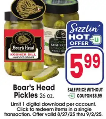 Jewel-Osco Boar's Head Pickles offer