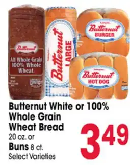 Jewel-Osco Butternut White or 100% Whole Grain Wheat Bread 20 oz. or Buns 8 ct offer