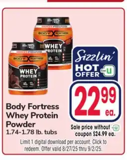 Jewel-Osco Body Fortress Whey Protein Powder offer