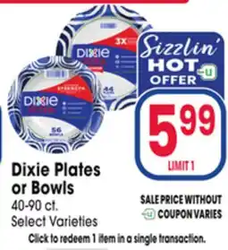 Jewel-Osco Dixie Plates or Bowls offer