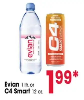 Jewel-Osco Evian 1 ltr. or C4 Smart 12 oz offer