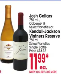 Jewel-Osco Josh Cellars 750 ml., Cabernet & or Kendall-Jackson Vintners Reserve 750 ml offer