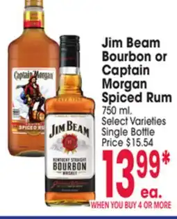 Jewel-Osco Jim Beam Bourbon or Captain Morgan Spiced Rum offer