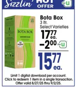 Jewel-Osco Bota Box offer