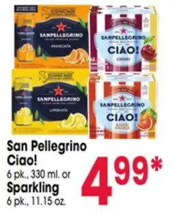Jewel-Osco San Pellegrino Ciao! 6 pk., 330 ml. or Sparkling 6 pk., 11.15 oz offer