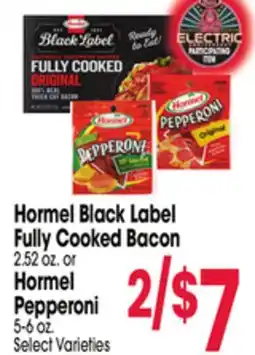 Jewel-Osco Hormel Black Label Fully Cooked Bacon 2.52 oz. or Hormel Pepperoni 5-6 oz offer