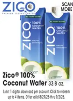 Jewel-Osco Zico 100% Coconut Water offer