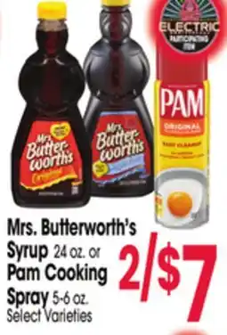 Jewel-Osco Mrs. Butterworth's Syrup 24 oz. or Pam Cooking Spray 5-6 oz offer